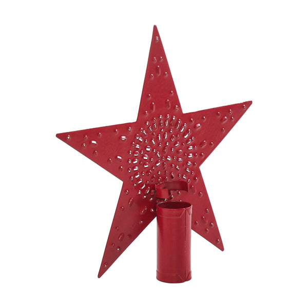 Punched Metal Star Tree Topper Barn Red 6.75x6.75x1