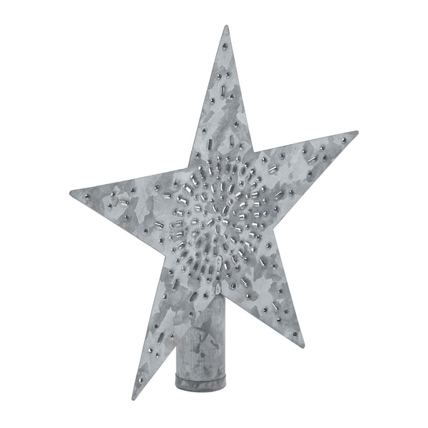 Punched Metal Star Tree Topper Galvanized 6.75x6.75x1
