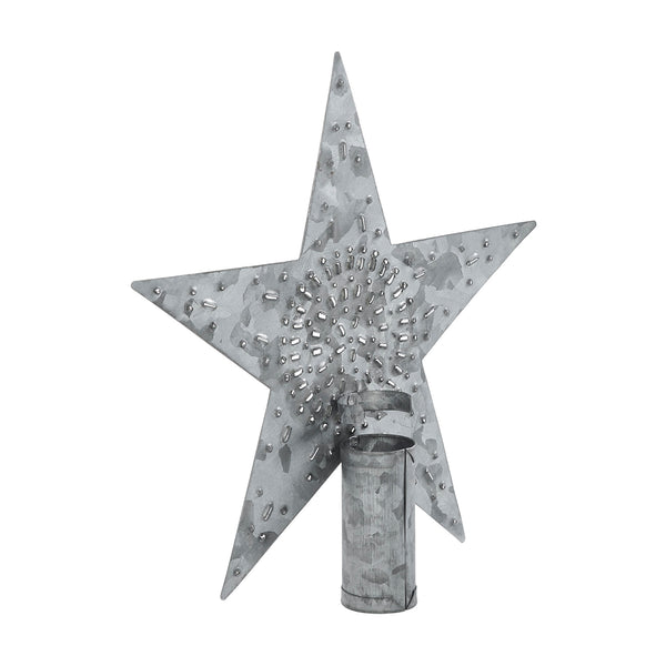Punched Metal Star Tree Topper Galvanized 6.75x6.75x1
