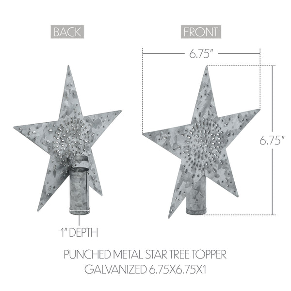 Punched Metal Star Tree Topper Galvanized 6.75x6.75x1