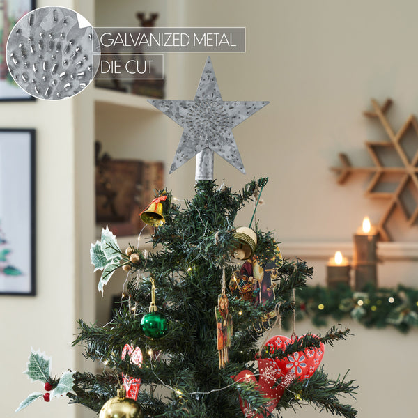 Punched Metal Star Tree Topper Galvanized 6.75x6.75x1