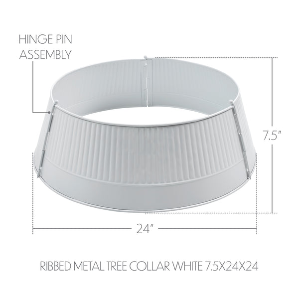 Ribbed Metal Tree Collar White 7.5x24x24