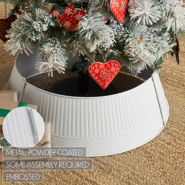 Ribbed Metal Tree Collar White 7.5x24x24