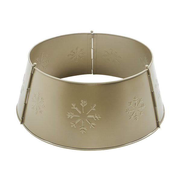 Stamped Snowflake Metal Tree Collar Antique Gold 8x20x20