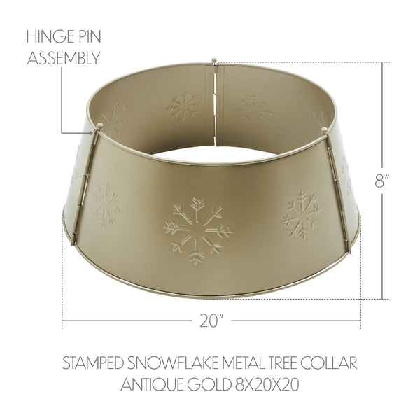 Stamped Snowflake Metal Tree Collar Antique Gold 8x20x20