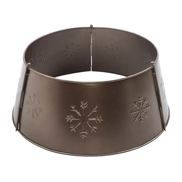 Stamped Snowflake Metal Tree Collar Bronze 8x20x20