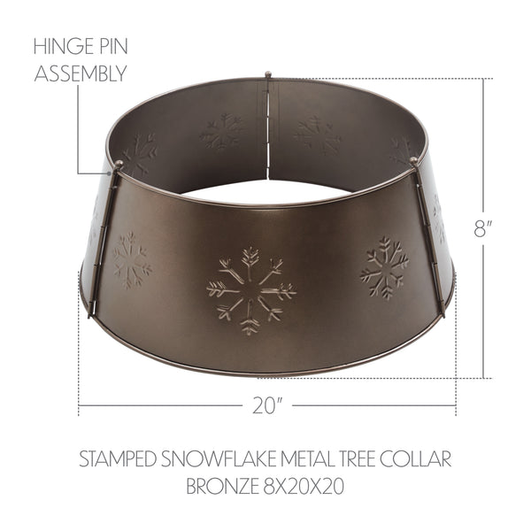 Stamped Snowflake Metal Tree Collar Bronze 8x20x20