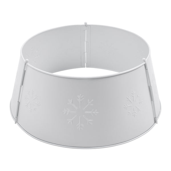 Stamped Snowflake Metal Tree Collar White 8x20x20