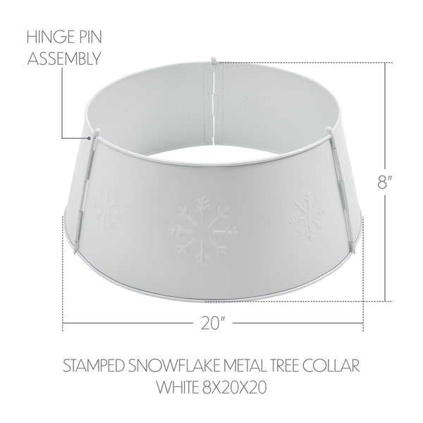 Stamped Snowflake Metal Tree Collar White 8x20x20