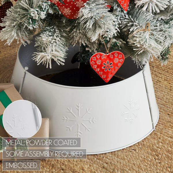 Stamped Snowflake Metal Tree Collar White 8x20x20