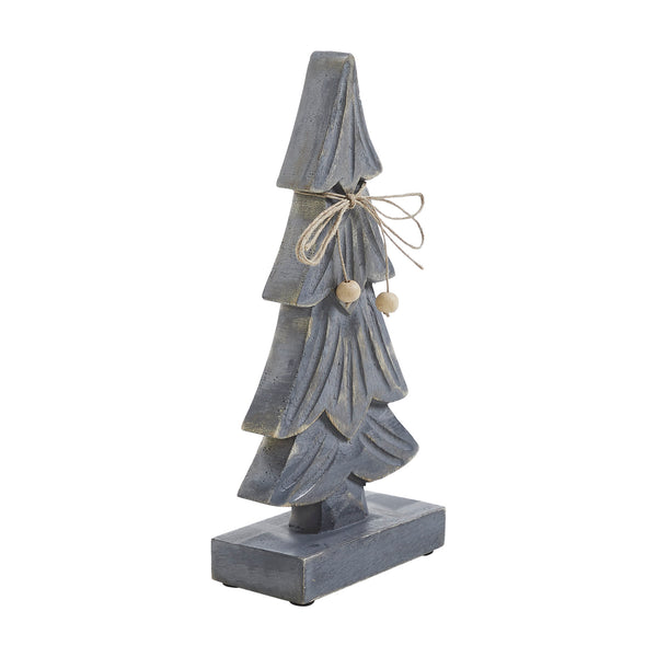 Four-Tiered Pine Distressed Dark Grey Wooden Tree Large 10.25x4.75x2.5
