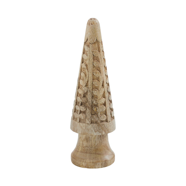 Natural Wooden Carved Cone Tree Large 9.25x3x3