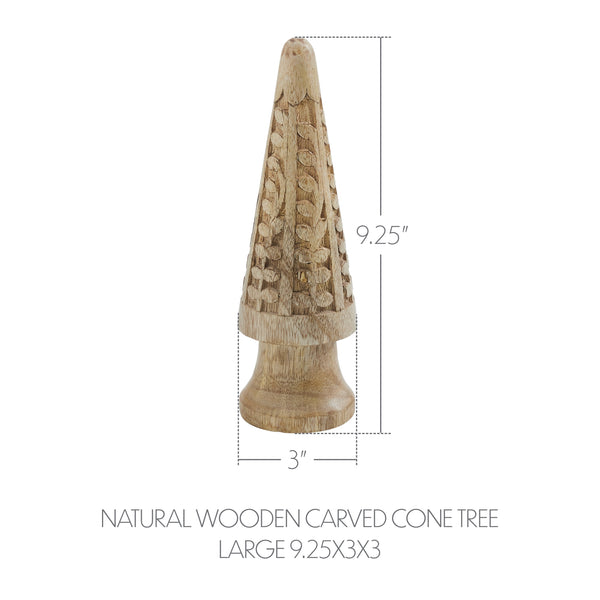 Natural Wooden Carved Cone Tree Large 9.25x3x3