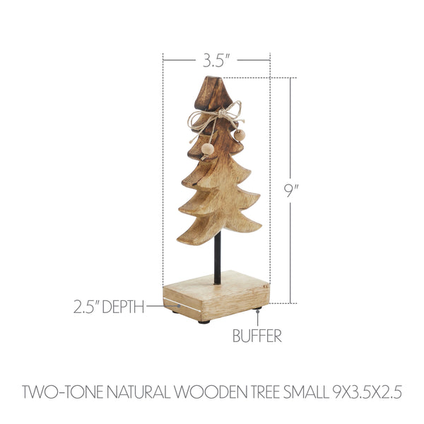 Two-Tone Natural Wooden Tree Small 9x3.5x2.5