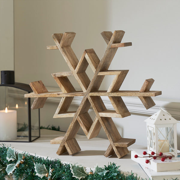 Natural Wooden Snowflake Small 17x17x2.75