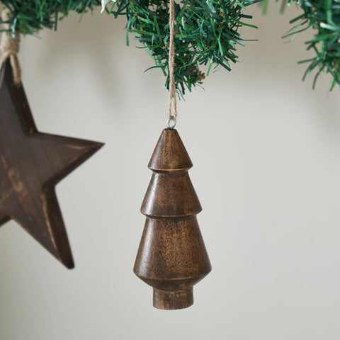 Dark Finish Three-Tiered Hand Turned Tree 4.5x2x2 Set of 6