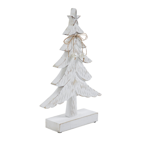 Festive Fir Distressed White Wooden Tree Large 12.75x8.25x2.5