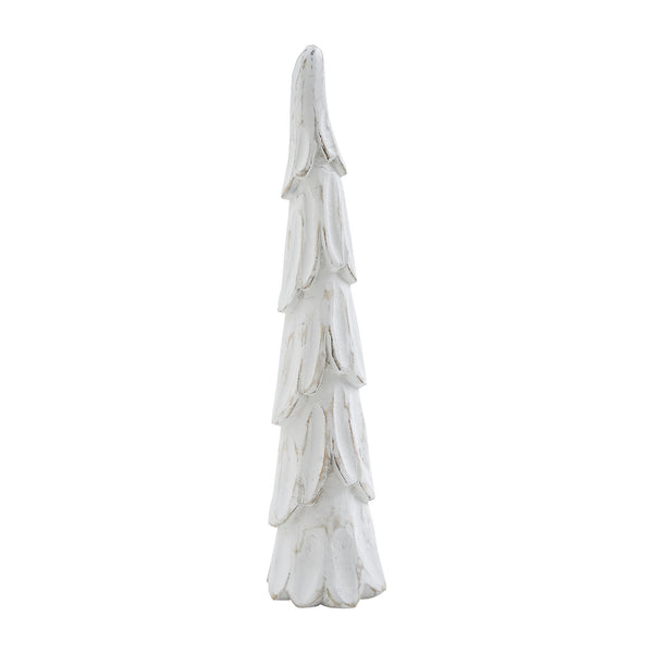 Distress White Wooden Cone Tree Large 15.5x3.5x3.5