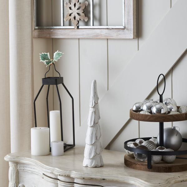 Distressed White Wooden Cone Tree Small 12x3x3