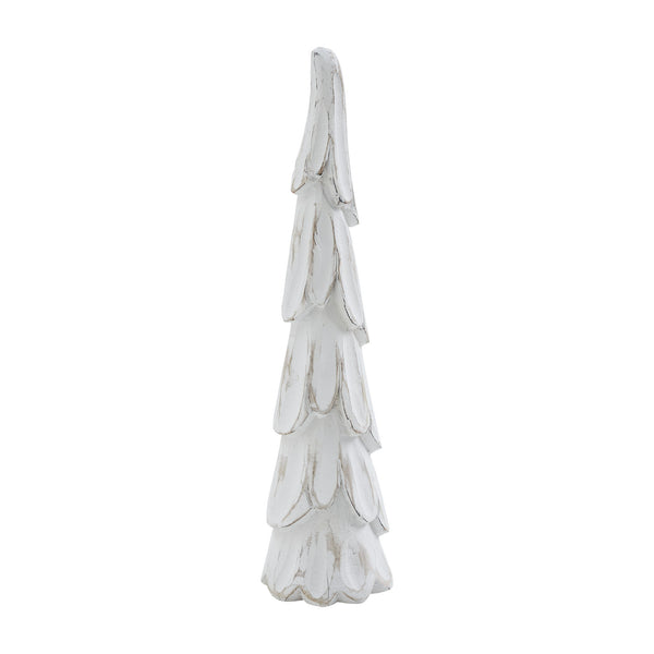 Distressed White Wooden Cone Tree Small 12x3x3