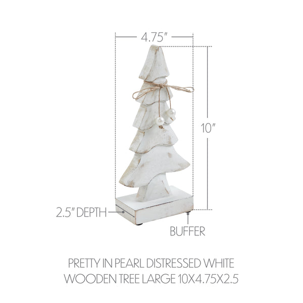 Pretty in Pearl Distressed White Wooden Tree Large 10x4.75x2.5