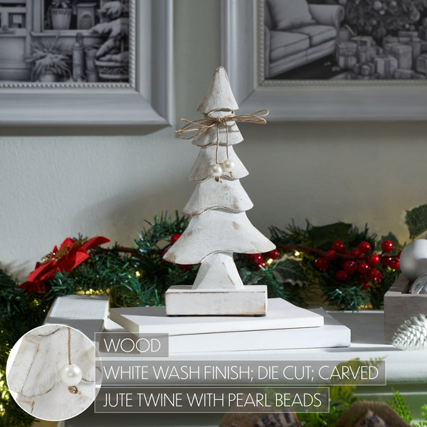 Pretty in Pearl Distressed White Wooden Tree Large 10x4.75x2.5