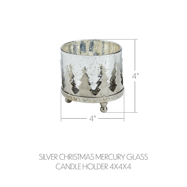 Silver Christmas Mercury Glass Candle Holder 4x4x4