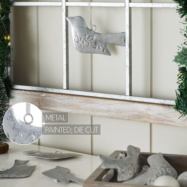 Brushed Metal Bird Ornament Set of 6 - 3.5 inch