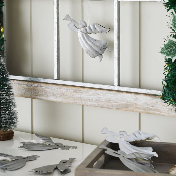 Brushed Metal Angel Ornament Set of 6 - 2.75x4.75x0.25