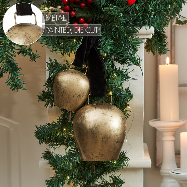 Antique Gold Metal Bell Set of 2 - 5.5/7.5 inch