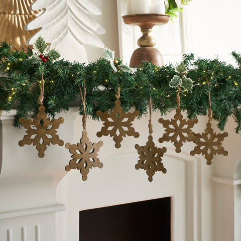 Antique Gold Metal Snowflake Ornament Set of 6 - 6 inch