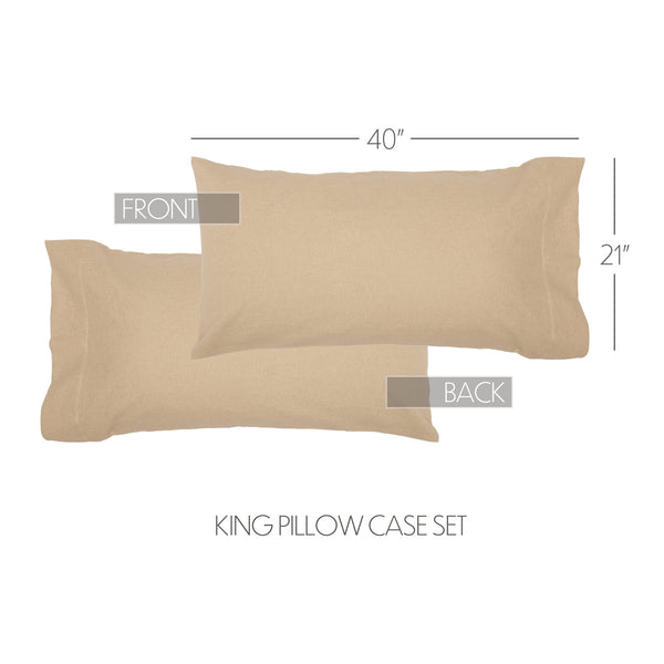 Burlap Vintage King Pillow Case Set 21x40 Bundle (2-Pillow Case Sets)