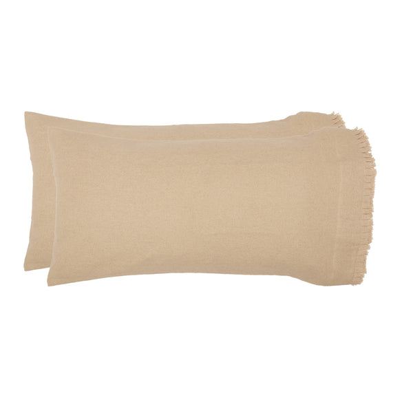 Burlap Vintage King Pillow Case w/ Fringed Ruffle Set 21x40 Bundle (2-Pillow Case Sets)