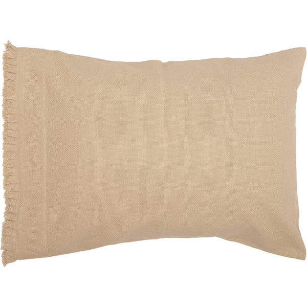 Burlap Vintage Standard Pillow Case w/ Fringed Ruffle Set 21x30 Bundle (2-Pillow Case Sets)