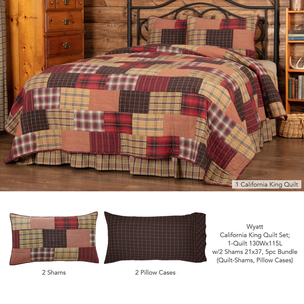 Wyatt California King Quilt Set; 1-Quilt 130Wx115L w/2 Shams 21x37 5pc Bundle (Quilt-Shams, Pillow Cases)