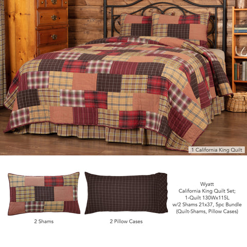 Wyatt California King Quilt Set; 1-Quilt 130Wx115L w/2 Shams 21x37 5pc Bundle (Quilt-Shams, Pillow Cases)