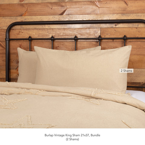 Burlap Vintage King Sham 21x37 Bundle (2-Shams)