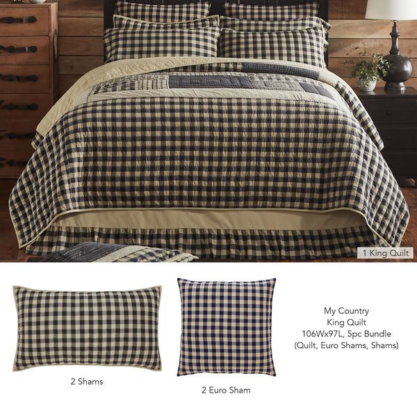 My Country King Quilt 106Wx97L 5pc Bundle (Quilt, Euro Shams, Shams) - Clearance All Sales Final