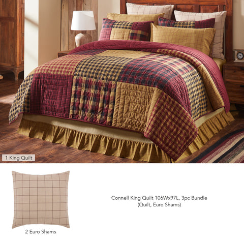 Connell King Quilt 106Wx97L 3pc Bundle (Quilt, Euro Shams)