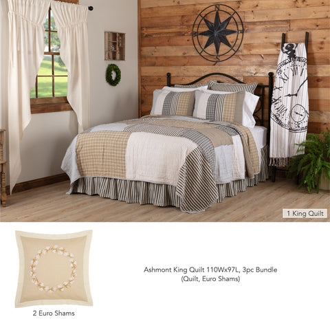 Ashmont King Quilt 110Wx97L 3pc Bundle (Quilt, Euro Shams)