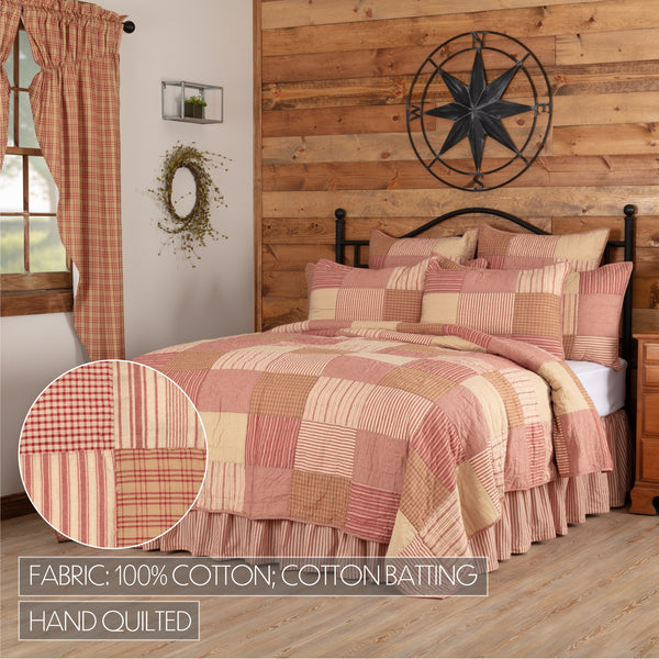 Sawyer Mill Red King Quilt 105Wx95L 5pc Bundle (Quilt, Pillow Cases, Euro Shams)