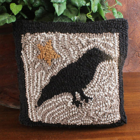 Crow Hooked Pillow