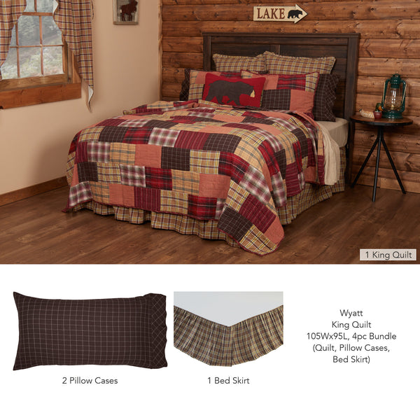 Wyatt King Quilt 105Wx95L 4pc Bundle (Quilt, Pillow Cases, Bed Skirt)