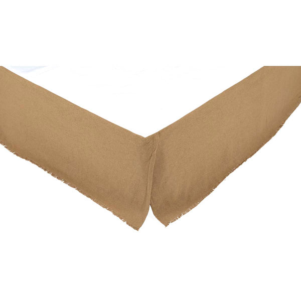 Burlap Natural Fringed King Bed Skirt 78x80x16 3pc Bundle (Bed Skirt, Pillow Cases)