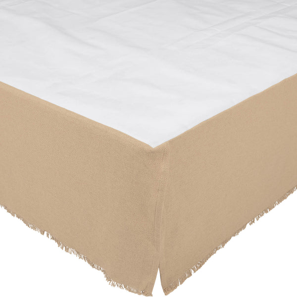 Burlap Vintage Fringed King Bed Skirt 78x80x16 3pc Bundle (Bed Skirt, Pillow Cases)