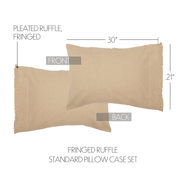 Burlap Vintage Ruffled Queen Bed Skirt 60x80x16 3pc Bundle (Bed Skirt, Pillow Cases)