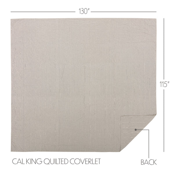 Hatteras Seersucker Blue Ticking Stripe California King Quilt Coverlet 130Wx115L 3pc Bundle (Coverlet, Pillow Cases)