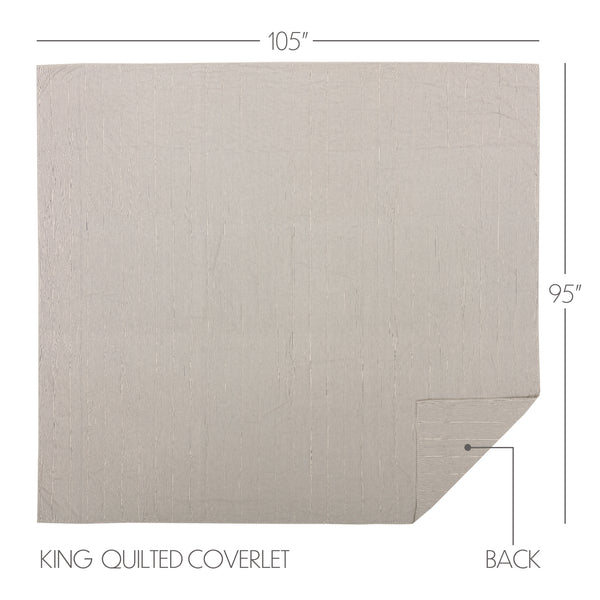 Hatteras Seersucker Blue Ticking Stripe King Quilt Coverlet 105Wx95L 3pc Bundle (Coverlet, Pillow Cases)