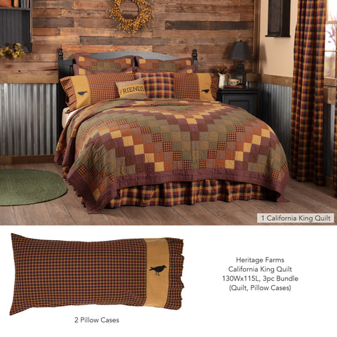 Heritage Farms California King Quilt 130Wx115L 3pc Bundle (Quilt, Pillow Cases) - Clearance All Sales Final
