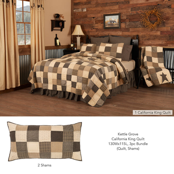 Kettle Grove California King Quilt 130Wx115L 3pc Bundle (Quilt, Shams) - Clearance All Sales Final